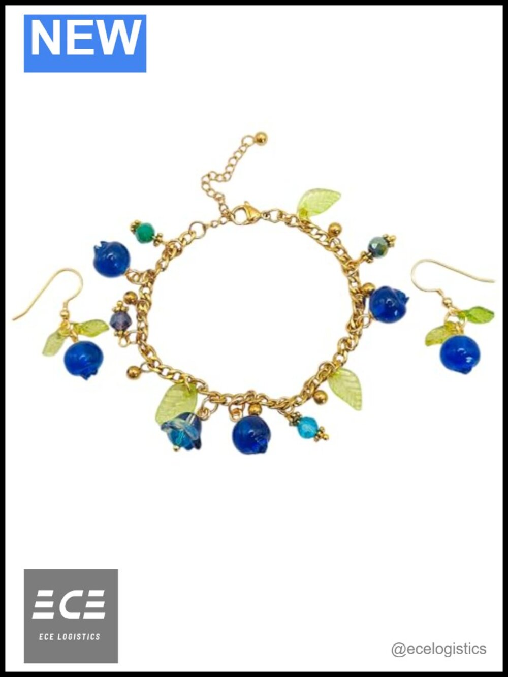 Hypoallergenic Handmade Glass Resin Jewelry Set Bracelet Earrings